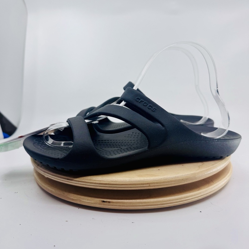 Crocs Kadee II Sandals Shoes Women's 7 Black Summer Casual Comfort Slip On NEW